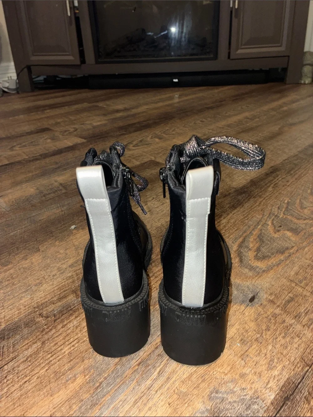 DKNY Black Girls' Lace-Up Combat Boots